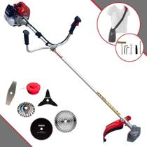 Roçadeira Multifuncional Kawashima BCJ620-L À Gasolina Motor 2T 62cc 3HP 10.000rpm Com Lâmina Facão + Lâmina 3 Pontas + Lâmina 40 Dentes Vídea + Lâmina 80 Dentes + Escova de Aço Circular 24 Cerdas
