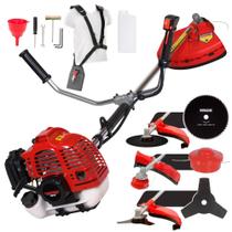 Roçadeira Multifuncional Kawashima KW43-L À Gasolina 43cc Motor 2T 1,7HP de Potência 10.000rpm Alta Performance e Potência Completa Com Cabeçote de Nylon + Lâmina 3 Pontas + Lâmina 80 Dentes 255mm