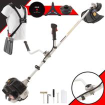 Roçadeira Multifuncional Kawashima KW43-LE À Gasolina 43cc Motor 2T 1,7HP de Potência 10.000rpm Alta Performance e Potência Completa Com Cabeçote de Nylon + Lâmina 3 Pontas + Lâmina 80 Dentes 255mm