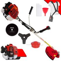 Roçadeira Multifuncional Kawashima KW52-L À Gasolina 52cc Motor 2T 2,5HP de Potência 10.000rpm Alta Performance e Potência Completa Com Cabeçote de Nylon + Lâmina 3 Pontas + Lâmina 80 Dentes 255mm