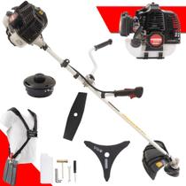 Roçadeira Multifuncional Kawashima KW52-LE À Gasolina 52cc Motor 2 Tempos 2,5HP de Potência 10.000rpm Alta Performance e Potência Completa Com Cabeçote de Nylon + Lâmina 2 Pontas + Lâmina 3 Pontas