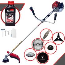 Roçadeira Multifuncional Lateral À Gasolina Kawashima BCJ431-L 43cc 1,7HP de Potência 10.000rpm Completa Com Carretel de Nylon e Faca 2 Pontas + 3 Lâminas EXTRA + Escova de Aço + ÓLEO TOYAMA 2 Tempos