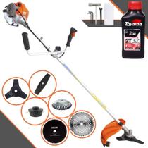 Roçadeira Multifuncional Lateral À Gasolina Vulcan VR430-P 43cc 1,7HP de Potência 10.000rpm Completa Com Carretel de Nylon e Faca 3 Pontas + 3 Lâminas EXTRA + Escova de Aço + ÓLEO TOYAMA FG50 2 Tempos