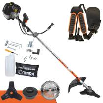 Roçadeira Multifuncional Terra GRH-430 À Gasolina Motor 2 Tempos 43cc 1,7HP de Potência 6.500rpm Completa Com 3 Opções de Cortes Cabeçote de Nylon + Lâmina 3 Pontas + Lâmina 40 Dentes de Vídea