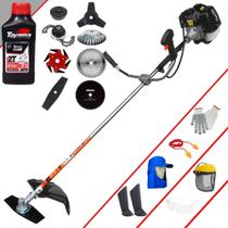 Roçadeira Multifuncional Terra GRH-520 52cc 2,5HP Para Todos os Tipos de Trabalhos Com Facas 2 Pontas, 3 Pontas, 6 Pontas, 40 Dentes, 80 Dentes, Trimmer, Escova e Carretel Nylon + EPI + ÓLEO TOYAMA 2T