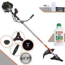 Roçadeira Multifuncional Terra GRH430 À Gasolina 43cc 1,7HP 6.500rpm Com Carretel de Nylon, Lâmina Facão, Lâmina 3 Pontas, Lâmina 40 Dentes de Vídea, Lâmina 80 Dentes + ÓLEO STIHL 8017 2 TEMPOS