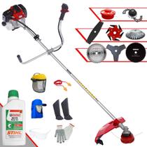 Roçadeira Multifuncional Toyama RT43-L À Gasolina 43cc 1,7HP Ideal Para Todos os Tipos de Trabalhos Com 8 Opções de Cortes + EPI + ÓLEO STIHL 8017 2T