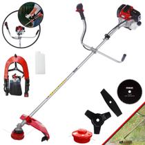 Roçadeira Multifuncional Toyama RT43L À Gasolina 43cc Motor 2 Tempos 1,7HP de Potência 10.000rpm Com Sistema Anti-Vibração Carretel de Nylon + Lâmina 2 Pontas + Lâmina 3 Pontas + Lâmina Circular