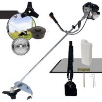 Roçadeira Multifuncional Toyama TBC43-H À Gasolina Motor 2 Tempos 43cc 1,7HP de Potência 12.000rpm Completa Com 3 Opções de Cortes Cabeçote de Nylon + Lâmina 3 Pontas + Lâmina 40 Dentes de Vídea