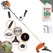 Roçadeira Multifuncional Vulcan VP430-P À Gasolina 43cc 1,7HP 10.000rpm Com Carretel de Nylon + Faca 2 Pontas + Faca 3 Pontas + Faca 40 Dentes + Faca 80 Dentes + Escova de Aço Circular + ÓLEO STIHL
