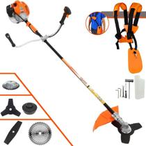 Roçadeira Multifuncional Vulcan VR520H À Gasolina Motor 2T 52cc 2,5HP 10.000rpm Com 5 Opções de Cortes Carretel Nylon, Faca 2 Pontas, Faca 3 Pontas, Faca 40 Dentes de Vídea e Escova de Aço 38 Cerdas