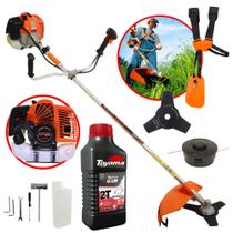 Roçadeira Multifuncional Vulcan VR620H À Gasolina 62cc 3HP de Alta Rotação e Performance Máquina de Corta Grama Lateral Com 2 Opções de Cortes Cabeçote de Nylon + Lâmina 3 Pontas + ÓLEO TOYAMA 2T