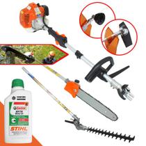 Roçadeira Multifuncional Vulcan VRM330 33cc 1,3Hp Á Gasolina 2 Tempos C/ Faca 2 Pontas, Carretel Nylon + Podador de Galhos + Podador de Cerca Viva + ÓLEO STIHL 2T