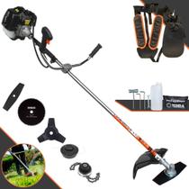Roçadeira Multifunções À Gasolina Terra GRH520 2T 52cc 2,5HP Alta Rotação e Potência Completa Com Carretel de Nylon e Lâmina Facão + Kit Extra Lâmina 3 Pontas, Disco Circular 80 Dentes e Trimmer