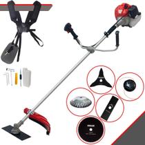 Roçadeira Multifunções Anmax CG520P À Gasolina 2T 52cc 2,2HP de Potência 10.000rpm Completa Com Carretel Nylon + Lâmina 2 Pontas + Lâmina 3 Pontas + Lâmina 80 Dentes + Escova Circular De Aço 38 Cerdas