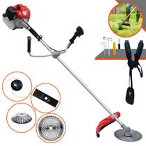 Roçadeira Multifunções Anmax CG520P À Gasolina Motor 2 Tempos 52cc 2,2HP de Potência Alta Rotação e Performance Completa C/ Carretel de Nylon e Lâmina Facão + Lâmina 40 Dentes + Escova Circular de Aço