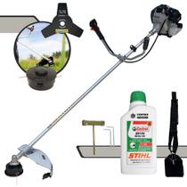 Roçadeira Multifunções Com Sistema Anti-Vibração Toyama TBC43-H À Gasolina 43cc 2 Tempos 1,7HP 12.000rpm Alta Performance e Potência Completa Com Cabeçote de Nylon + Lâmina 3 Pontas + ÓLEO STIHL 8017