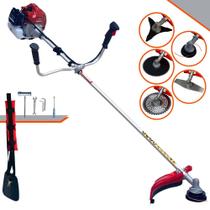 Roçadeira Multifunções Kawashima BCJ521L À Gasolina 2T 52cc 2,5HP de Potência 10.000rpm Completa Com 5 Opções de Cortes Carretel de Nylon, Faca 2 Pontas, Faca 3 Pontas, Faca 40 Dentes e Faca 80 Dentes