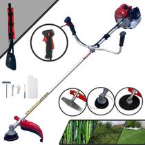 Roçadeira Multifunções Kawashima BCJ521L À Gasolina 2T 52cc 2,5HP de Potência 10000rpm Aparador de Grama de Alta Performance e Potência Completa Com Carretel de Nylon + Lâmina Facão + Lâmina 80 Dentes