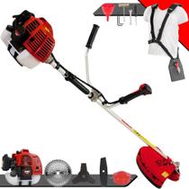 Roçadeira Multifunções Kawashima KW43L À Gasolina 2 Tempos 43cc 1,7HP de Potência Alta Rotação e Performance Completa Com Carretel de Nylon e Lâmina 3 Pontas + Lâmina Facão + Disco 40 Dentes Vídea