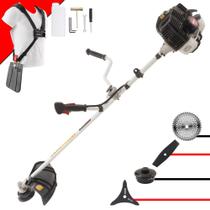 Roçadeira Multifunções Kawashima KW43LE À Gasolina 2 Tempos 43cc 1,7HP de Potência Alta Rotação e Performance Completa Com Carretel de Nylon e Lâmina 3 Pontas + Lâmina Facão + Disco 40 Dentes Vídea Roçadeira Multifunções Kawashima KW43LE À Gasolina 2 Tempos 43cc 1,7HP de Potência Alta Rotação e Performance Completa Com Carretel de Nylon e Lâmina 3 Pontas + Lâmina Facão + Disco 40 Dentes Vídea