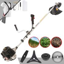 Roçadeira Multifunções Kawashima KW52LE À Gasolina 2 Tempos 52cc 2,5HP de Potência Alta Rotação e Performance Completa Com Carretel de Nylon e Lâmina 3 Pontas + Lâmina Facão + Disco 40 Dentes Vídea Roçadeira Multifunções Kawashima KW52LE À Gasolina 2 Tempos 52cc 2,5HP de Potência Alta Rotação e Performance Completa Com Carretel de Nylon e Lâmina 3 Pontas + Lâmina Facão + Disco 40 Dentes Vídea