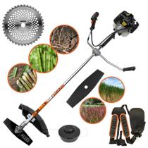 Roçadeira Multifunções Terra GRH-520 À Gasolina 2 Tempos 52cc 2,5HP de Alta Rotação e Performance Máquina de Corta Grama Com 3 Opções de Cortes Cabeçote de Nylon + Lâmina Facão + Lâmina 40 Dentes