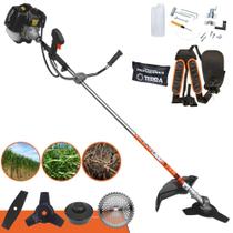Roçadeira Multifunções Terra GRH430 À Gasolina 2 Tempos 43cc 1,7HP de Potência Alta Rotação e Performance Completa Com Carretel de Nylon e Lâmina 3 Pontas + Lâmina Facão + Disco 40 Dentes de Vídea Roçadeira Multifunções Terra GRH430 À Gasolina 2 Tempos 43cc 1,7HP de Potência Alta Rotação e Performance Completa Com Carretel de Nylon e Lâmina 3 Pontas + Lâmina Facão + Disco 40 Dentes de Vídea