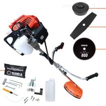 Roçadeira Multifunções Terra GRHB430 Bi-Partida À Gasolina 2T 43cc 1,7HP de Potência 12.000rpm Aparador de Grama de Alta Performance Completa Com Carretel de Nylon + Lâmina Facão + Lâmina 80 Dentes