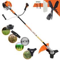Roçadeira Multifunções Vulcan VR520H À Gasolina 2 Tempos 52cc 2,5HP de Potência Alta Rotação e Performance Completa Com Carretel de Nylon e Lâmina 3 Pontas + Lâmina Facão + Disco 40 Dentes de Vídea