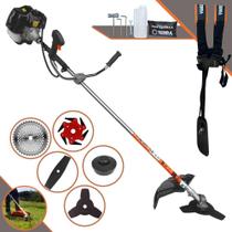 Roçadeira Podador de Grama Completa Terra GRH430 À Gasolina 2T 43cc 1,7HP Alta Rotação e Performance Com Carretel de Nylon + Lâmina 2 Pontas + Lâmina 3 Pontas + Lâmina 6 Pontas + Lâmina 40 Dentes