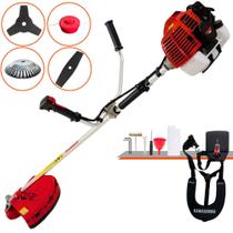 Roçadeira Podador de Grama Kawashima KW52L À Gasolina 2 Tempos 52cc 2,5HP 10.000rpm Profissional Multifunções Com Carretel de Nylon + Lâmina Facão + Lâmina 3 Pontas + Escova de Aço Rotativa 38 Cerdas