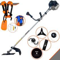 Roçadeira Podador de Grama Multifuncional Anmax CG430B À Gasolina Motor 2T 43cc 1,7HP 12.000rpm Completa Com 5 Opções de Cortes Carretel Nylon, Faca 2 Pontas, Faca 3 Pontas, Faca 80 Dentes e Trimmer