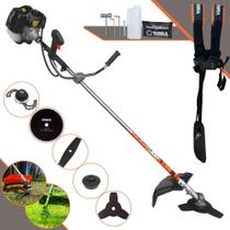 Roçadeira Podador de Grama Multifuncional Terra GRH-430 À Gasolina 2T 43cc 1,7HP 6.500rpm Completa Com 5 Opções de Cortes Carretel de Nylon, Faca 2 Pontas, Faca 3 Pontas, Faca 80 Dentes e Trimmer