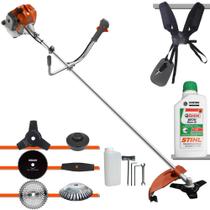 Roçadeira Podador de Grama Tekna RL520ACG2 À Gasolina 52cc 2HP Com 6 Opções de Cortes, Carretel + Kit 4 Facas + Escova de Aço + ÓLEO STIHL 2T