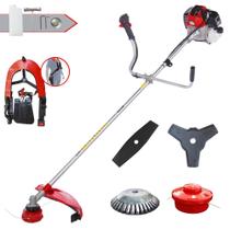 Roçadeira Podador de Grama Toyama RT52L À Gasolina 52cc 2HP Com Carretel Nylon + Lâmina 2 Pontas + Lâmina 3 Pontas + Escova Circular de Aço 38 Cerdas