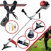 Roçadeira Profissional À Gasolina Anmax CG430P-TB 43cc 2HP 9.000rpm Motor 2T Cortador de Grama Lateral Completa Multifuncional de Alta Performance + Lâmina Extra 3 Pontas