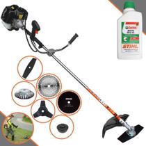 Roçadeira Profissional À Gasolina GRH-520 Terra 52cc 2,5HP de Potência Alta Rotação e Performance Máquina de Cortar Grama Multifuncional Completo Com 6 Opções de Cortes + ÓLEO STIHL 8017 2 TEMPOS