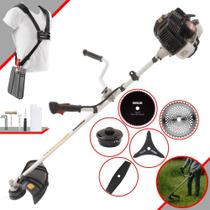Roçadeira Profissional À Gasolina Kawashima KW43LE 43cc 2T 1,7HP 10.000rpm Completa Com 5 Opções de Cortes Com Carretel de Nylon + Lâmina Facão + Lâmina 3 Pontas + Lâmina 40 Dentes + Lâmina 80 Dentes