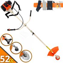 Roçadeira Profissional a Gasolina TSSAPER RG52CC 52cc Faca 3 pontas + Lamina de Videa 40 Dentes p/ Troncos
