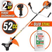 Roçadeira Profissional á Gasolina VR520H Vulcan 2T 52cc + Óleo 2 Tempos Castrol Stihl 8017 de 500ml