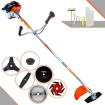Roçadeira Profissional À Gasolina Vulcan VR430S 43cc 2 Tempos 1,7HP Completa Com Carretel de Nylon e Lâmina 2 Pontas + Lâmina 3 Pontas + Lâmina 6 Pontas + Lâmina 40 Dentes de Vídea + Lâmina 80 Dentes