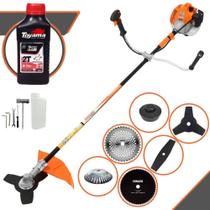 Roçadeira Profissional À Gasolina Vulcan VR520H 52cc 2,5HP Com 6 Opções de Cortes, Carretel + Faca 2 Pontas + Faca 3 Pontas + Faca 40 Dentes de Vídea + Faca 80 Dentes + Escova de Aço + ÓLEO TOYAMA 2T