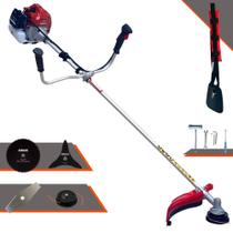 Roçadeira Profissional Completa Kawashima BCJ521-L À Gasolina 2T 52cc 2,5HP Alta Rotação e Potência Multifunções Com Carretel de Nylon e Lâmina Facão + Kit Extra Lâmina 3 Pontas e Lâmina 80 Dentes