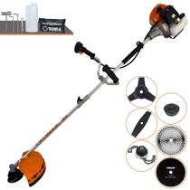 Roçadeira Profissional Completa Terra GRHB430 Bi-Partida 2T 43cc 1,7HP Alta Rotação Com 6 Opções de Cortes Carretel + Lâmina Facão + Lâmina 3 Pontas + Lâmina 40 Dentes + Lâmina 80 Dentes + Trimmer Roçadeira Profissional Completa Terra GRHB430 Bi-Partida 2T 43cc 1,7HP Alta Rotação Com 6 Opções de Cortes Carretel + Lâmina Facão + Lâmina 3 Pontas + Lâmina 40 Dentes + Lâmina 80 Dentes + Trimmer