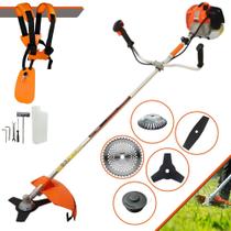 Roçadeira Profissional Completa Vulcan VR620H 62cc 3HP Máquina de Corta Grama Para Todos os Tipos de Trabalho Com Lâmina Facão + Lâmina 3 Pontas + Lâmina 40 Dentes de Vídea + Disco Escova de Aço