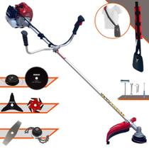 Roçadeira Profissional Kawashima BCJ431-L À Gasolina 2T 43cc 1,7HP 10.000rpm Aparador Completo 6 Em 1 Com Carretel Nylon + Lâmina Facão + Lâmina 3 Pontas + Lâmina 6 Pontas + Lâmina 80 Dentes + Trimmer