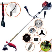 Roçadeira Profissional Kawashima BCJ521L À Gasolina 2T 52cc 2,5HP Cortador de Grama Lateral Completa Com Carretel de Nylon + Kit 4 Lâminas de Corte + Escova de Aço Para Concreto, Calçada, e Pavers