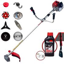 Roçadeira Profissional Kawashima BCJ620-L À Gasolina 62cc 3HP Alta Performance Com Facas 2 Pontas, 3 Pontas, 6 Pontas, 40 Dentes de Vídea, 80 Dentes, Trimmer, Escova de Aço e Carretel + ÓLEO TOYAMA