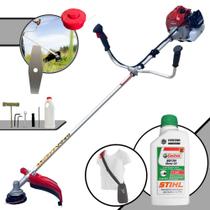 Roçadeira Profissional Kawashima BCJ620-L À Gasolina 62cc 3HP de Alta Rotação e Performance Máquina de Corta Grama Com 2 Opções de Cortes Cabeçote de Nylon + Lâmina Facão + ÓLEO STIHL 2 Tempos